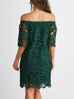 Women's Party Dress Cut Out Dress Cocktail Dress Midi Dress Black White Red Half Sleeve Pure Color Ruched Fall Winter Autumn Off Shoulder Fashion Winter Dress Wedding Guest Birthday 2023 S M L XL -Tesla Style mozlbw1696490235085