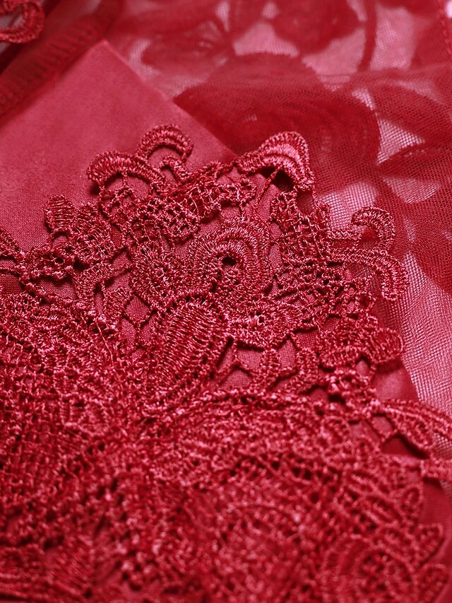 Women's Prom Dress Party Dress Lace Dress Long Dress Maxi Dress Red 3/4 Length Sleeve Pure Color Lace Spring Fall Winter Crew Neck Fashion Party Winter Dress Birthday 2023 S M L XL XXL 11 Women's Prom Dress Party Dress Lace Dress Long Dress Maxi Dress Red 3/4 Length Sleeve Pure Color Lace Spring Fall Winter Crew Neck Fashion Party Winter Dress Birthday 2023 S M L XL XXL - Image 9