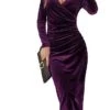 Women's Cocktail Party Dress Green Velvet Dress Black Dress Wedding Guest Dress Bodycon Midi Dress Purple Wine Dark Long Sleeve Pure Color Ruched Split V Neck 2 Women's Cocktail Party Dress Green Velvet Dress Black Dress Wedding Guest Dress Bodycon Midi Dress Purple Wine Dark Long Sleeve Pure Color Ruched Split V Neck -Tesla Style mqflaj1665293390686