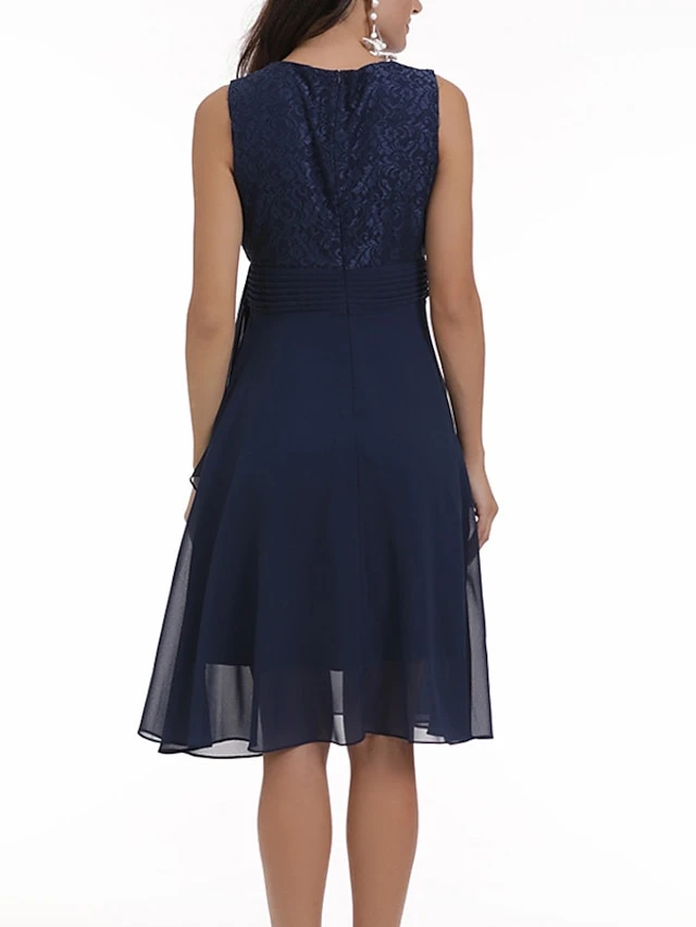 Women‘s Party Dress Homecoming Dress Wedding Guest Dress Lace Dress Midi Dress Pink Wine Navy Blue Sleeveless Solid Color Lace Spring Summer Crew Neck Elegant Party Spring Dress 2022 S M L XL XXL 14 Women‘s Party Dress Homecoming Dress Wedding Guest Dress Lace Dress Midi Dress Pink Wine Navy Blue Sleeveless Solid Color Lace Spring Summer Crew Neck Elegant Party Spring Dress 2022 S M L XL XXL - Image 12