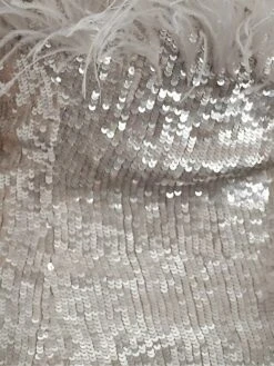 Women‘s Party Dress Sequin Dress Feather Dress Homecoming Dress Mini Dress White Sleeveless Pure Color Sparkly Glitter Sequins Spring Fall Winter Spaghetti Strap Fashion Winter Dress Wedding -Tesla Style mqtppp1692167815580