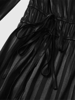 Women's Work Dress Satin Dress Black Dress Fashion Midi Dress Split V Neck Long Sleeve Plain Loose Fit Black Fall Winter S M L XL XXL -Tesla Style mqtwbo1693299577498