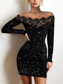 Women‘s Wedding Guest Dress Homecoming Dress Party Dress Lace Dress Black Dress Bodycon Sheath Dress Mini Dress Long Sleeve Polka Dot Winter Fall Autumn Off Shoulder Sexy Winter Dress 7 Women‘s Wedding Guest Dress Homecoming Dress Party Dress Lace Dress Black Dress Bodycon Sheath Dress Mini Dress Long Sleeve Polka Dot Winter Fall Autumn Off Shoulder Sexy Winter Dress -Tesla Style msvpga1663731701775