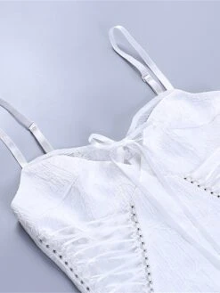 Women's Party Dress Cocktail Dress Bodycon Mini Dress White Sleeveless Pure Color Lace Up Spring Fall Winter Spaghetti Strap Fashion Halloween Birthday Wedding Guest 2023 S M L -Tesla Style mtsaug1693886991763