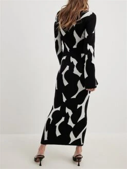 Women's Sweater Dress Winter Dress Jumper Dress Long Dress Maxi Dress Fashion Leopard Outdoor Daily Holiday Date Crew Neck Long Sleeve Print 2023 Slim Black S M L XL -Tesla Style mudddf1692938962077