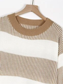 Women's Sweater Dress Winter Dress Jumper Dress Mini Dress Patchwork Outdoor Street Daily Fashion Streetwear Crew Neck Long Sleeve 2023 Loose Fit Wine Khaki Dark Blue Color S M L Size -Tesla Style mvzcof1692095286379