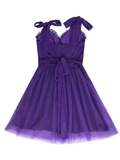 Women‘s Halloween Dress Party Dress Cocktail Dress Wedding Guest Dress Mini Dress Black Purple Sleeveless Pure Color Lace Spring Fall Winter Spaghetti Strap Fashion Birthday Wedding Guest 2023 S M L -Tesla Style mwswzd1693808840996