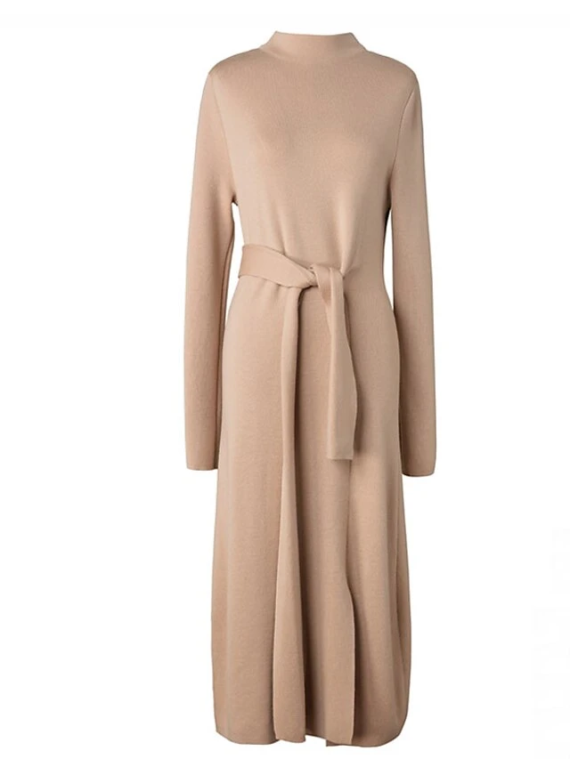 Women‘s Sweater Dress Winter Dress Midi Dress Green Camel Red Long Sleeve Pure Color Lace Up Split Winter Fall Turtleneck Casual One-Size 13 Women‘s Sweater Dress Winter Dress Midi Dress Green Camel Red Long Sleeve Pure Color Lace Up Split Winter Fall Turtleneck Casual One-Size - Image 11