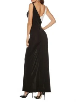 Women's Prom Dress Party Dress Wedding Guest Dress Long Dress Maxi Dress Black Sleeveless Color Block Backless Spring Fall Winter Spaghetti Strap Fashion Wedding Guest Evening Party Vacation 2023 S M -Tesla Style mzzuov1696926282099