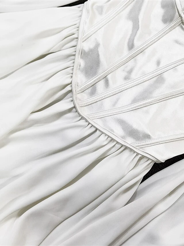 Women's Party Dress Corset Dress Cocktail Dress Mini Dress White Long Sleeve Pure Color Ruched Fall Autumn Square Neck Fashion Winter Dress Birthday Wedding Guest 2023 M L XL 8 Women's Party Dress Corset Dress Cocktail Dress Mini Dress White Long Sleeve Pure Color Ruched Fall Autumn Square Neck Fashion Winter Dress Birthday Wedding Guest 2023 M L XL - Image 6