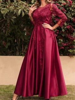 Women's Prom Dress Party Dress Lace Dress Long Dress Maxi Dress Red 3/4 Length Sleeve Pure Color Lace Spring Fall Winter Crew Neck Fashion Party Winter Dress Birthday 2023 S M L XL XXL 15 Women's Prom Dress Party Dress Lace Dress Long Dress Maxi Dress Red 3/4 Length Sleeve Pure Color Lace Spring Fall Winter Crew Neck Fashion Party Winter Dress Birthday 2023 S M L XL XXL -Tesla Style nbujph1654751843587