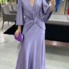 Women's Prom Dress Party Dress Satin Dress Long Dress Maxi Dress Purple 3/4 Length Sleeve Pure Color Ruched Spring Fall Winter V Neck Fashion Winter Dress Evening Party Wedding Guest 2023 S M L XL 1 Women's Prom Dress Party Dress Satin Dress Long Dress Maxi Dress Purple 3/4 Length Sleeve Pure Color Ruched Spring Fall Winter V Neck Fashion Winter Dress Evening Party Wedding Guest 2023 S M L XL -Tesla Style ncitjw1692786919445