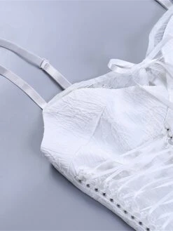 Women's Party Dress Cocktail Dress Bodycon Mini Dress White Sleeveless Pure Color Lace Up Spring Fall Winter Spaghetti Strap Fashion Halloween Birthday Wedding Guest 2023 S M L -Tesla Style ncvxmk1693886992703