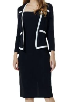 Women's Work Dress Sheath Dress Fashion Midi Dress Patchwork Fake Two Piece Square Neck 3/4 Length Sleeve Plain Regular Fit Black Pink Red Summer Spring S M L XL XXL -Tesla Style ndftoe1684322602416