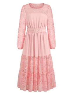 Women's Prom Dress Party Dress Lace Dress Long Dress Maxi Dress Black Pink Red Long Sleeve Pure Color Lace Spring Fall Winter Crew Neck Fashion Winter Dress Birthday Evening Party 2023 S M L XL XXL 26 Women's Prom Dress Party Dress Lace Dress Long Dress Maxi Dress Black Pink Red Long Sleeve Pure Color Lace Spring Fall Winter Crew Neck Fashion Winter Dress Birthday Evening Party 2023 S M L XL XXL -Tesla Style nedjod1692341639573