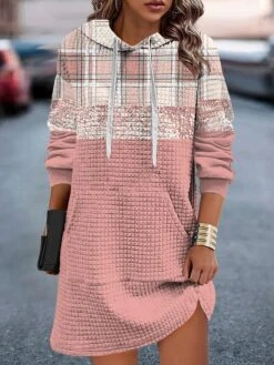 Women's Casual Dress Hoodie Dress Mini Dress Warm Fashion Outdoor Vacation Going Out Hoodie Pocket Print Floral Geometric Loose Fit Pink Blue Green S M L XL XXL -Tesla Style nfehpa1695027814099