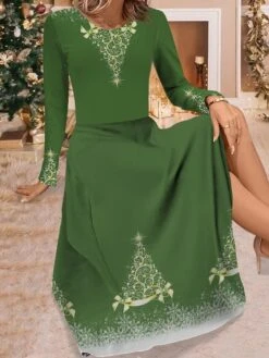 Women's Work Dress Casual Dress Swing Dress Fashion Winter Dress Christmas Daily Midi Dress Print Crew Neck Long Sleeve Christmas Tree Regular Fit Red Blue Brown Fall Winter S M L XL XXL -Tesla Style nfeiuj1695280213385