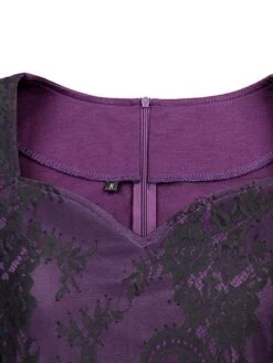 Women's Party Dress Lace Dress Bodycon Midi Dress Purple Green 3/4 Length Sleeve Floral Lace Fall Winter Autumn Square Neck Stylish 2023 S M L XL XXL 3XL 4XL 5XL -Tesla Style nfpzsp1645582128599