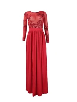 Women's Prom Dress Party Dress Sequin Dress Long Dress Maxi Dress Red Blue Long Sleeve Pure Color Sequins Spring Fall Winter Crew Neck Fashion Party Winter Dress Wedding Guest 2023 S M L XL -Tesla Style njclpf1677221169107