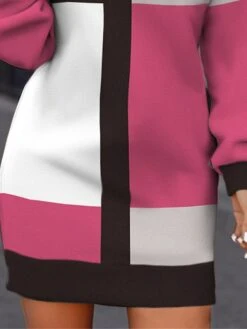 Women's Casual Dress Sweatshirt Dress Winter Dress Geometric Plaid Print Crew Neck Mini Dress Fashion Streetwear Outdoor Daily Long Sleeve Loose Fit Fuchsia Fall Winter S M L XL XXL -Tesla Style njtwty1694661888634