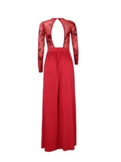 Women's Prom Dress Party Dress Sequin Dress Long Dress Maxi Dress Red Blue Long Sleeve Pure Color Sequins Spring Fall Winter Crew Neck Fashion Party Winter Dress Wedding Guest 2023 S M L XL -Tesla Style nkfvzv1677221169143
