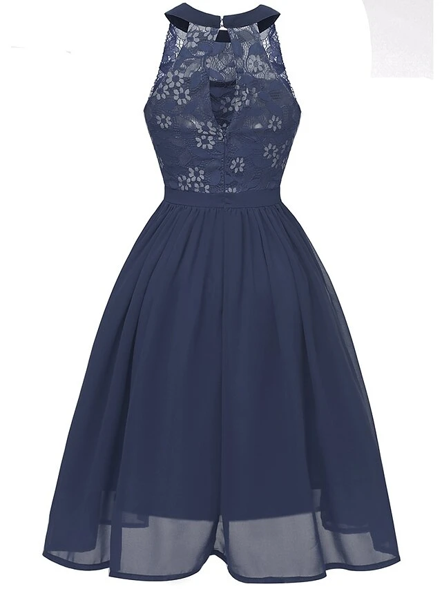 Women‘s Party Dress Homecoming Dress Wedding Guest Lace Dress A Line Dress Midi Dress Pink Wine Navy Blue Sleeveless Pure Color Lace Summer Spring Halter Party Slim 2023 S M L XL XXL 9 Women‘s Party Dress Homecoming Dress Wedding Guest Lace Dress A Line Dress Midi Dress Pink Wine Navy Blue Sleeveless Pure Color Lace Summer Spring Halter Party Slim 2023 S M L XL XXL - Image 7