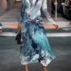 Women's Work Dress Casual Dress Semi Formal Dress Fashion Winter Dress Daily Midi Dress Print Crew Neck Long Sleeve Floral Ombre Slim Light Green Navy Blue Blue Fall Winter S M L XL XXL -Tesla Style nlqrat1694750413191