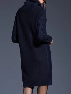 Women's Sweater Dress Jumper Dress Winter Dress Mini Dress Warm Plain Outdoor Daily Holiday Vacation Turtleneck Long Sleeve 2023 Loose Fit White Wine Blue M L XL XXL 3XL -Tesla Style nnabia1697711246586