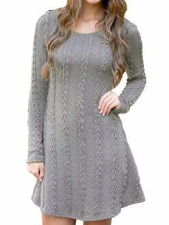 Women's Sweater Dress Jumper Dress Casual Dress Mini Dress Fashion Pure Color Outdoor Daily Going Out Crew Neck Long Sleeve 2023 Regular Fit Black White Wine S M L XL XXL -Tesla Style nobiri1696434458512