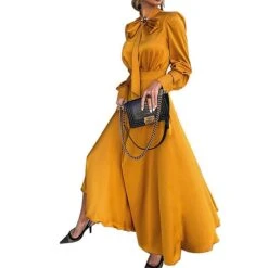 Women‘s Party Dress Wedding Guest Dress Satin Dress Swing Dress Long Dress Maxi Dress Black Yellow Red Long Sleeve Pure Color Lace Up Fall Autumn Stand Collar Modern Winter Dress 2023 S M L XL XXL 11 Women‘s Party Dress Wedding Guest Dress Satin Dress Swing Dress Long Dress Maxi Dress Black Yellow Red Long Sleeve Pure Color Lace Up Fall Autumn Stand Collar Modern Winter Dress 2023 S M L XL XXL -Tesla Style npezim1647321891045