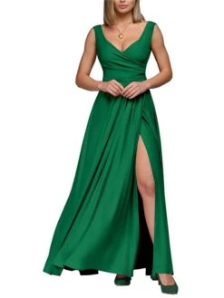 Women‘s Prom Party Dress Swing Dress Long Dress Maxi Dress Black Wine Red Sleeveless Pure Color Backless Winter Fall Spring V Neck Fashion Evening Party 2023 S M L XL XXL -Tesla Style nqwonf1671444698183