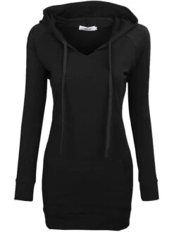 Women's Casual Dress Hoodie Dress Winter Dress Mini Dress Pocket Outdoor Daily Going Out Active Fashion Hooded Long Sleeve 2023 Loose Fit Black Red Navy Blue Color S M L XL XXL Size -Tesla Style nscenp1693559088761