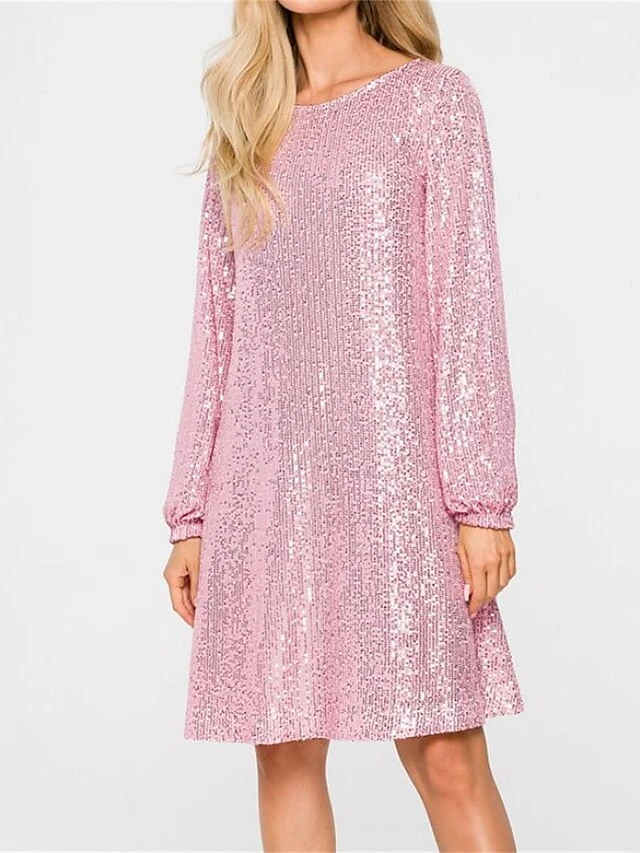 Women‘s Party Dress Sequin Dress Homecoming Dress Cocktail Dress Midi Dress Black Champagne Pink Long Sleeve Pure Color Sparkly Glitter Lace Up Fall Winter Autumn Crew Neck Wedding Guest 11 Women‘s Party Dress Sequin Dress Homecoming Dress Cocktail Dress Midi Dress Black Champagne Pink Long Sleeve Pure Color Sparkly Glitter Lace Up Fall Winter Autumn Crew Neck Wedding Guest - Image 9