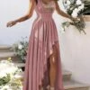 Women‘s Prom Dress Party Dress Sequin Dress Long Dress Maxi Dress Pink Sleeveless Pure Color Sparkly Glitter Sequins Summer Spring Fall One Shoulder Fashion Wedding Guest Evening Party Vacation -Tesla Style nuphod1690428710500