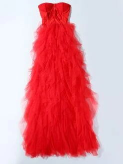 Women‘s Prom Party Dress Black Dress Long Dress Maxi Dress Red Sleeveless Pure Color Lace Winter Fall Autumn Strapless Party 2023 S M L XL XXL 3XL 4XL 5XL -Tesla Style nuxgcq1676616437954