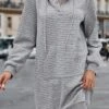 Women's Casual Dress Hoodie Dress Plain Dress Mini Dress Pocket Daily Date Going Out Fashion Basic Hooded Long Sleeve 2023 Loose Fit Light Grey Color S M L XL XXL Size -Tesla Style nveudz1692959299380