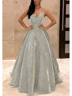 Women's Prom Dress Party Dress Homecoming Dress Long Dress Maxi Dress Silver Green Gray Sleeveless Color Gradient Ruched Summer Spring Fall Spaghetti Strap Fashion Party Birthday Evening Party 2023 S -Tesla Style nwcmqh1661510398605