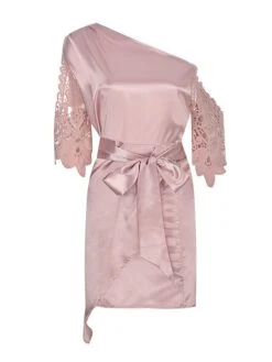 Women's Party Dress Lace Dress Sheath Dress Midi Dress Pink Half Sleeve Pure Color Lace Spring Fall Autumn Cold Shoulder Personalized Loose Fit 2023 S M L XL -Tesla Style nxwwhc1684506598731