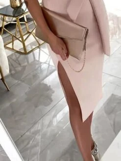 Women‘s Party Dress Jacket Dress Knee Length Dress Green Blue Pink Sleeveless Color Block Sequins Ruched Lace Up Spring Summer One Shoulder Party Stylish Elegant Party 2023 S M L XL 2XL 3XL -Tesla Style nzoxog1657179139934