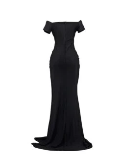 Women's Prom Dress Party Dress Satin Dress Long Dress Maxi Dress Black Red Blue Sleeveless Pure Color Ruched Summer Spring Fall Off Shoulder Fashion Party Evening Party Wedding Guest 2023 S M L XL 2XL -Tesla Style obgvwa1685095690312