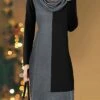 Women's Work Dress Casual Dress Shift Dress Fashion Winter Dress Daily Midi Dress Patchwork Crew Neck Long Sleeve Color Block Loose Fit Blue Gray Fall Winter S M L XL XXL -Tesla Style obvtpl1697187874185