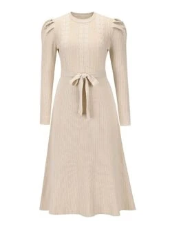 Women's Sweater Dress Winter Dress Jumper Dress Midi Dress Lace Up Ruched Daily Date Going Out Active Fashion Crew Neck Long Sleeve 2023 Slim Black Red Dark Green Color S M L XL XXL Size -Tesla Style obwzvl1692174412833