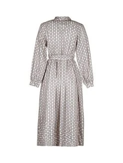 Women's Work Dress Casual Dress Swing Dress Fashion Office Daily Workfashion Midi Dress Lace Up Button Shirt Collar Long Sleeve Print Loose Fit Apricot Fall Winter S M L XL -Tesla Style oedlkt1695096216916