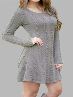Women's Sweater Dress Jumper Dress Casual Dress Mini Dress Fashion Pure Color Outdoor Daily Going Out Crew Neck Long Sleeve 2023 Regular Fit Black White Wine S M L XL XXL -Tesla Style oejjah1696434459383