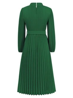Women's Work Dress Swing Dress Black Dress Fashion Midi Dress Lace Up Ruched Crew Neck Long Sleeve Plain Loose Fit Black Blue Green Fall Winter S M L XL XXL -Tesla Style ofljle1693300600163
