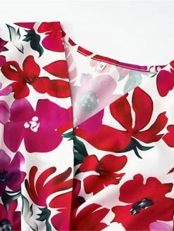 Women's Work Dress Semi Formal Dress Wrap Dress Fashion Mini Dress Ruffle Layered V Neck Long Sleeve Floral Regular Fit Red Purple Orange Fall S M L XL XXL -Tesla Style ogctwc1693300593679