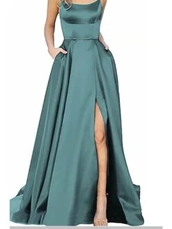 Women‘s Prom Party Dress Satin Dress Swing Dress Long Dress Maxi Dress Black Blue Dark Green Pure Color Backless Fall Spring Spaghetti Romantic Winter Dress Daily Evening Party 2023 -Tesla Style oifdhm1660818728808