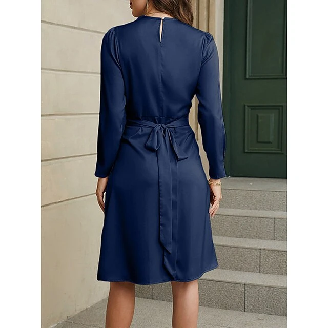Women's Party Dress Cocktail Dress Sheath Dress Midi Dress Black Blue Green Long Sleeve Pure Color Ruched Fall Winter Autumn Crew Neck Fashion Evening Party Vacation 2023 S M L XL 3 Women's Party Dress Cocktail Dress Sheath Dress Midi Dress Black Blue Green Long Sleeve Pure Color Ruched Fall Winter Autumn Crew Neck Fashion Evening Party Vacation 2023 S M L XL
