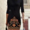 Women's Casual Dress Winter Dress Sweatshirt Dress Floral Tribal Print Crew Neck Mini Dress Vintage Ethnic Outdoor Daily Long Sleeve Loose Fit Black Fall Winter S M L XL XXL -Tesla Style okidph1694602877955