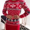 Women‘s Christmas Sweater Dress Jumper Dress Winter Dress Warm Geometric Plaid Print Outdoor Christmas Casual Daily Crew Neck Long Sleeve 2023 Regular Fit Red Blue Apricot S M L XL -Tesla Style okywpu1694165718348